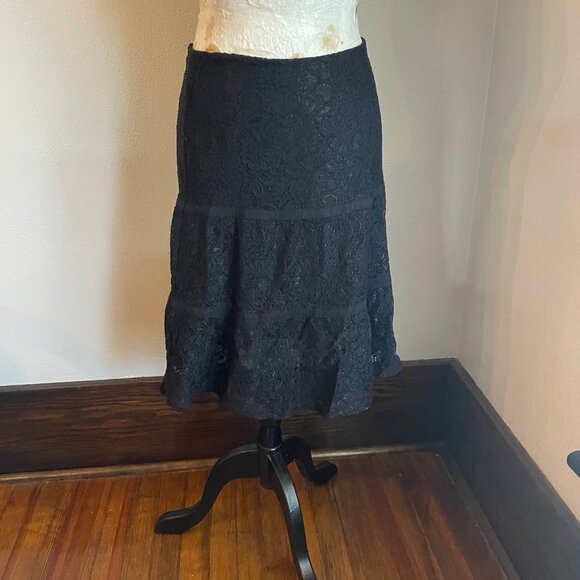 Bandolino Skirts Tiered Black Lace Skirt Poshmark